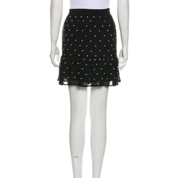 Michael kors Polka Dot Print Skirt- Silver Snap Embellishments-Large-Black-NWT - Picture 3 of 13